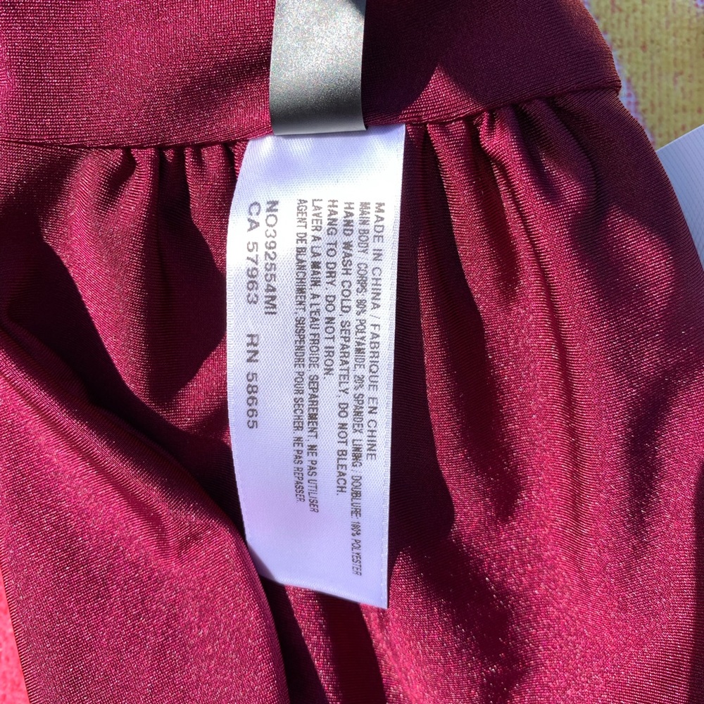 Leith Burgundy Tie Front Bandeau Bikini Top Large - Picture 8 of 8